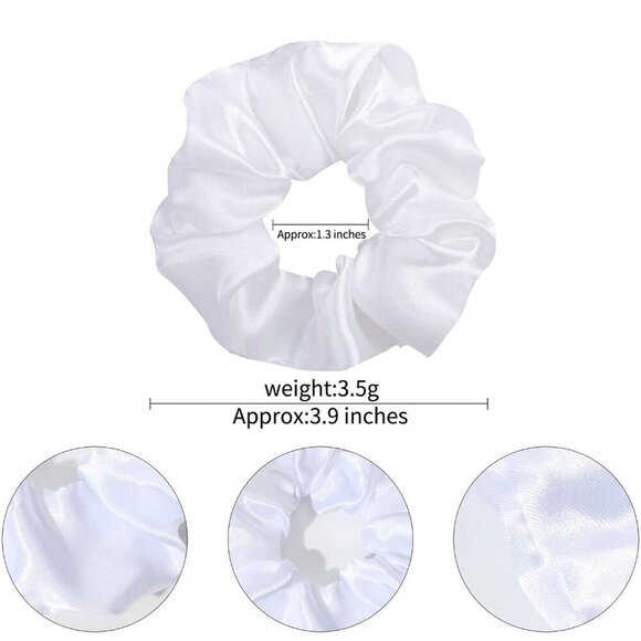 80 White Satin Scrunchies Bulk Hair Ties Elastic Ponytail Holders for Women Girl main image 6